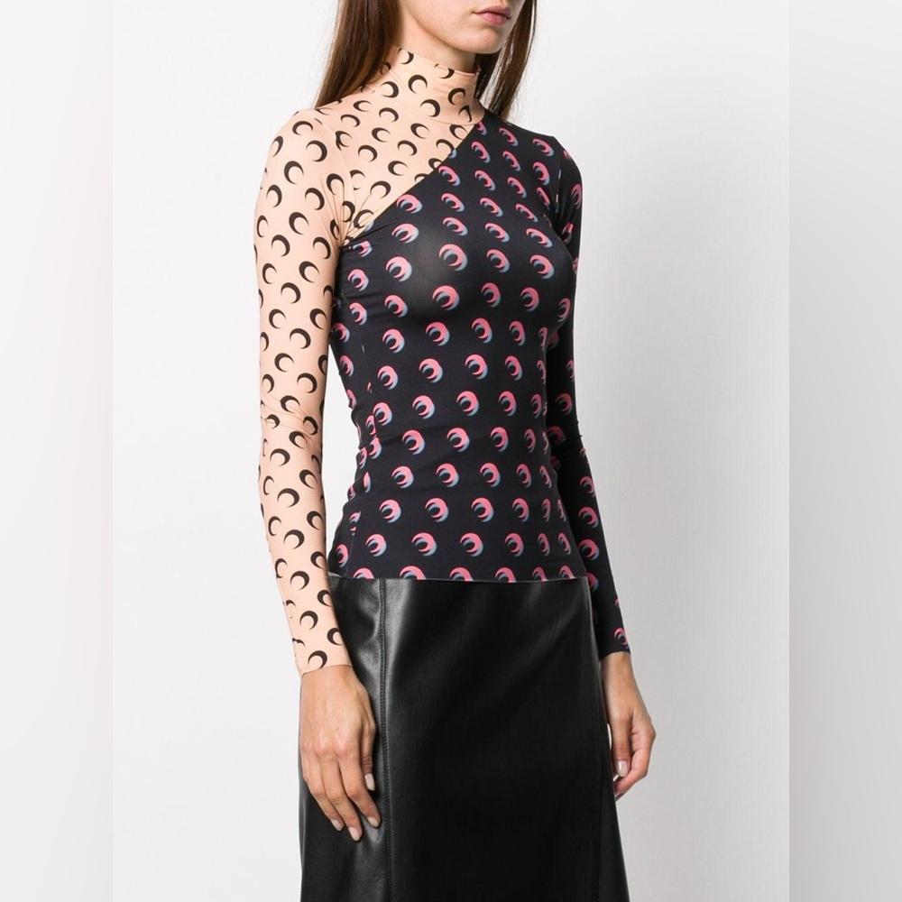 NWT Marine Serre mock turtleneck in two-tone moon print, size small